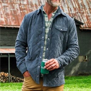 Criquet Men's Quilted Corduroy Shirt Jacket in Teal NWT